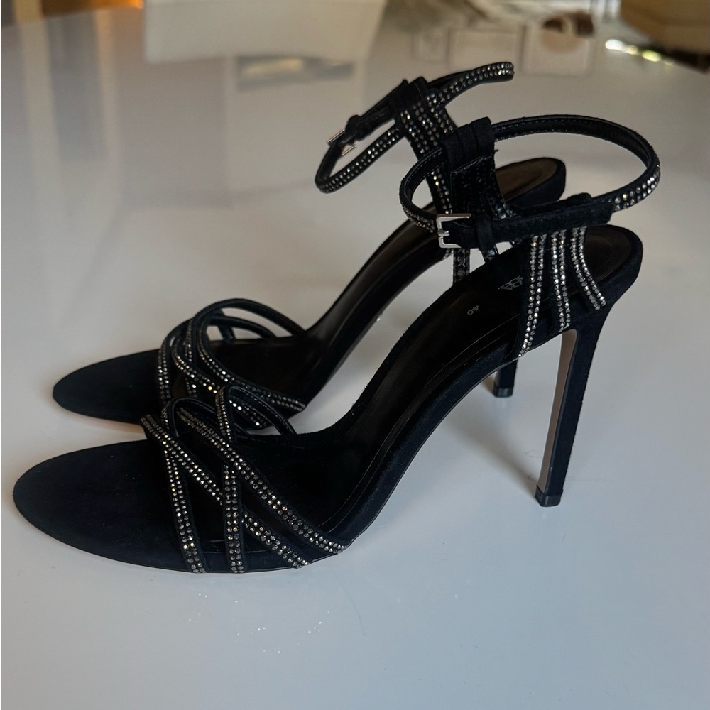 Zara Black Heels with Silver Accents
